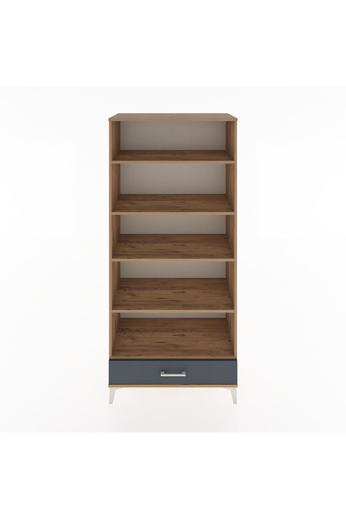 Hyperion Dolap 5 Raflı Tek Çekmeceli 88x44x195 Çam-Antrasit