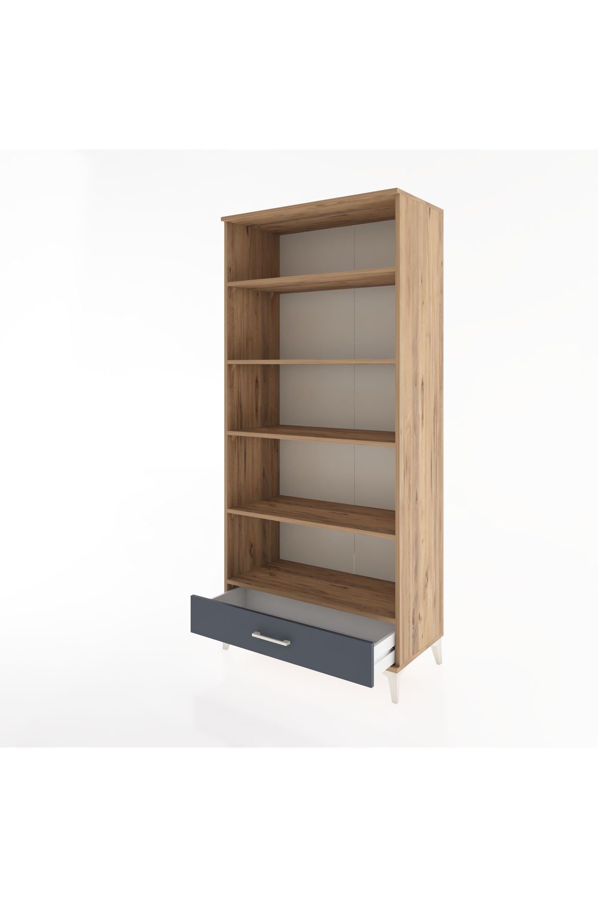 Hyperion Dolap 5 Raflı Tek Çekmeceli 88x44x195 Çam-Antrasit