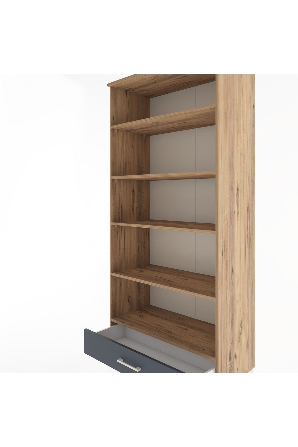 Hyperion Dolap 5 Raflı Tek Çekmeceli 88x44x195 Çam-Antrasit