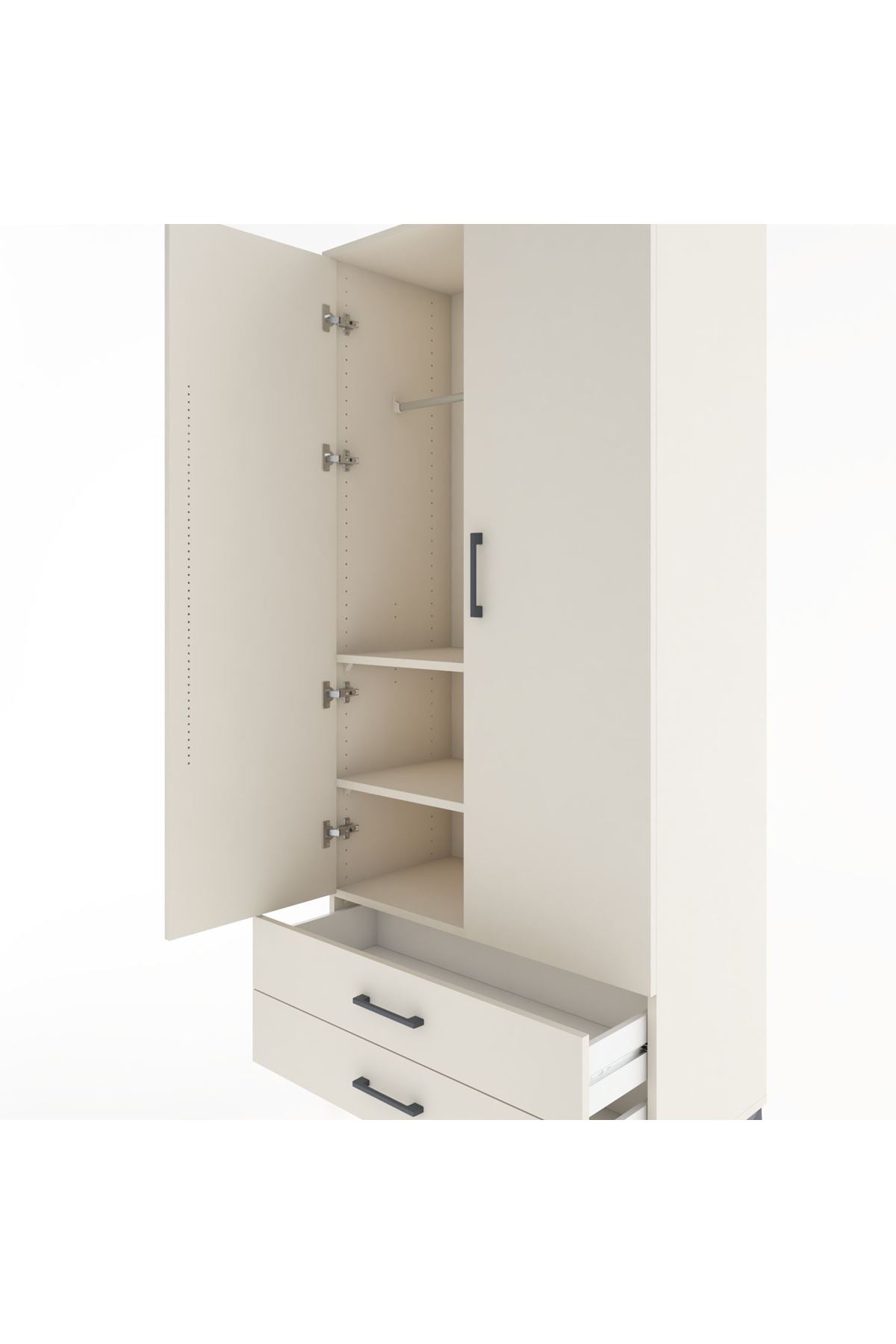 Hyperion Dolap 3 Raflı 2 Çekmeceli Tek Askılı 88x44x195 Aytaşı-Aytaşı