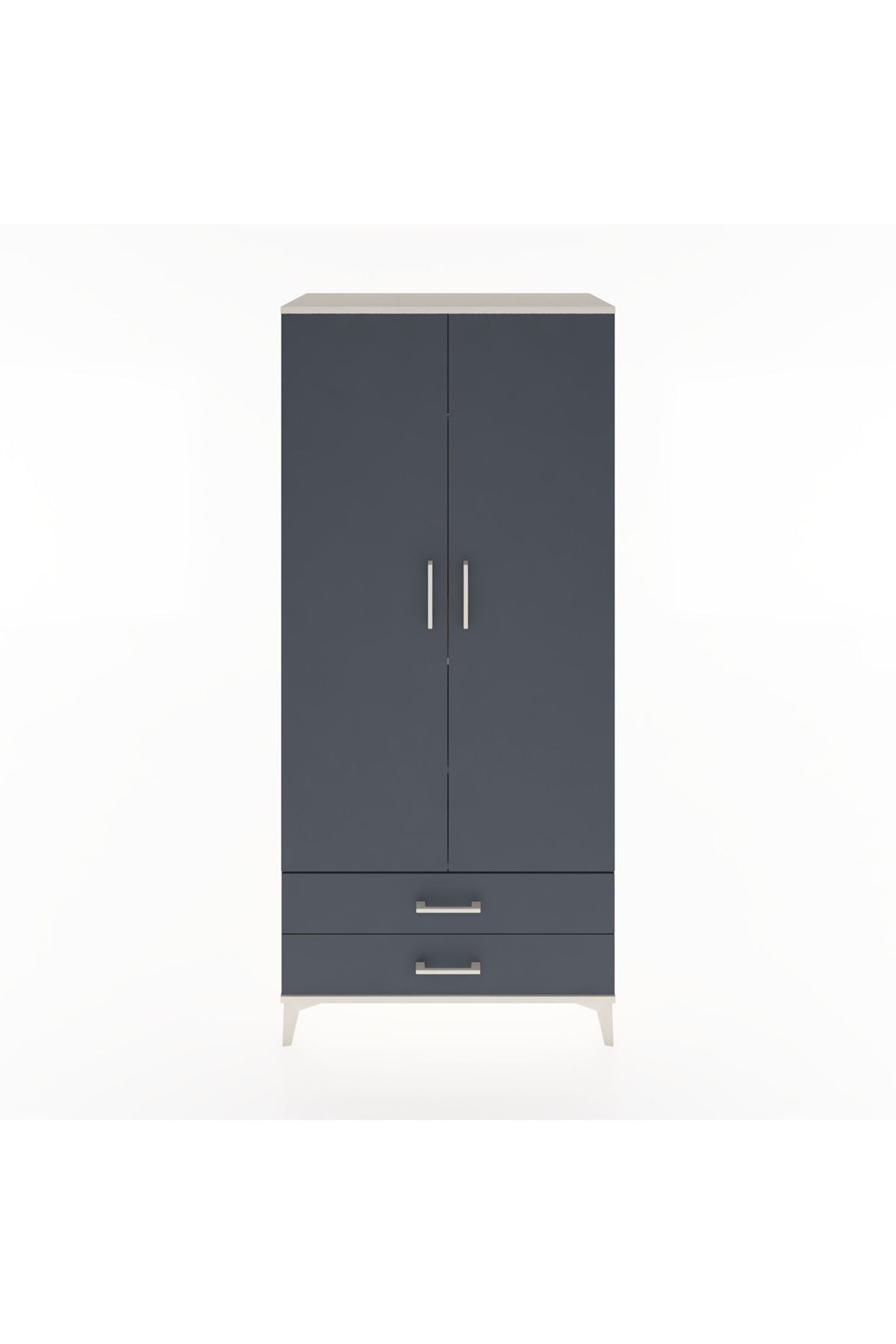 Hyperion Dolap 3 Raflı 2 Çekmeceli Tek Askılı 88x44x195 Aytaşı-Antrasit