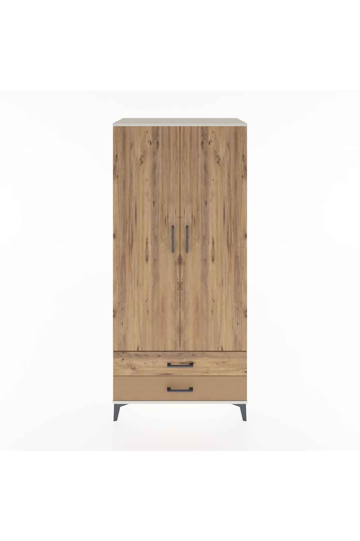 Hyperion Dolap 3 Raflı 2 Çekmeceli Tek Askılı 88x44x195 Aytaşı-Çam