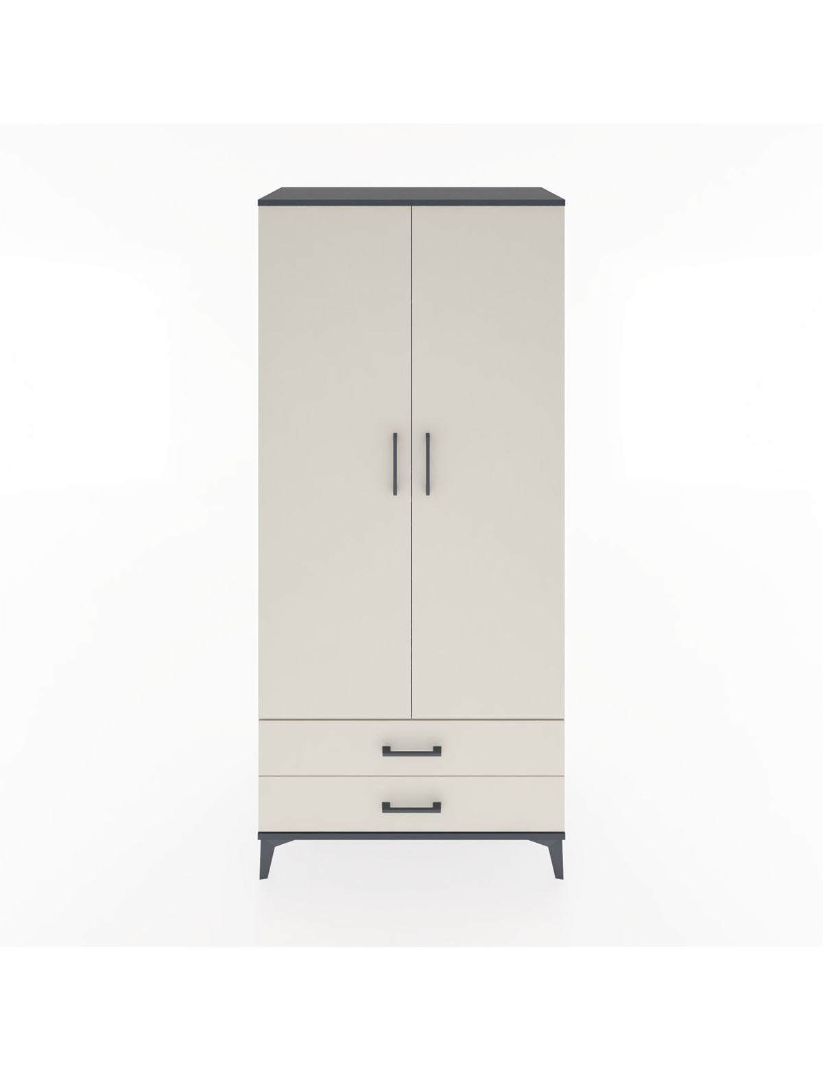 Hyperion Dolap 3 Raflı 2 Çekmeceli Tek Askılı 88x44x195 Antrasit-Aytaşı