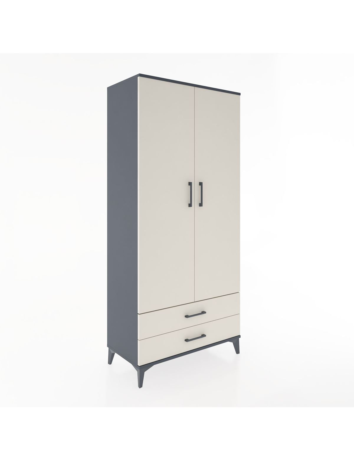 Hyperion Dolap 3 Raflı 2 Çekmeceli Tek Askılı 88x44x195 Antrasit-Aytaşı