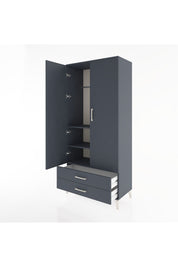 Hyperion Dolap 3 Raflı 2 Çekmeceli Tek Askılı 88x44x195 Antrasit-Antrasit