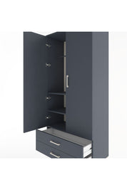 Hyperion Dolap 3 Raflı 2 Çekmeceli Tek Askılı 88x44x195 Antrasit-Antrasit