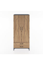 Hyperion Dolap 3 Raflı 2 Çekmeceli Tek Askılı 88x44x195 Antrasit-Çam