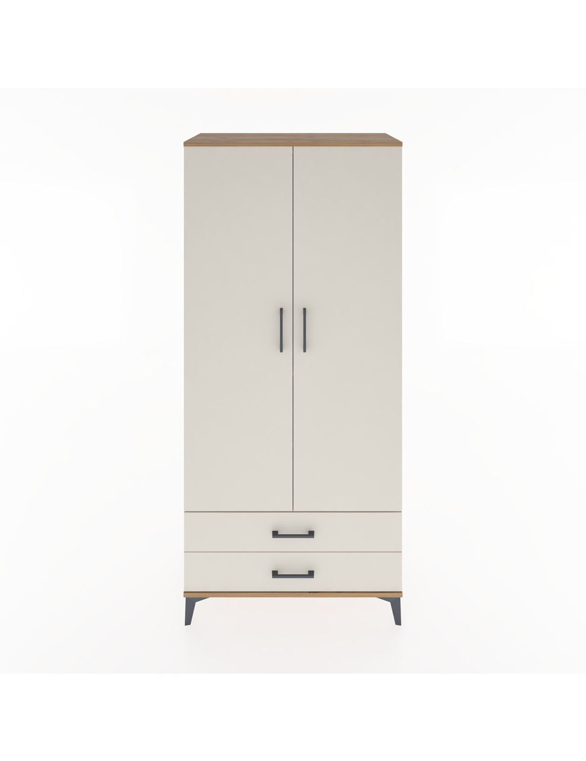 Hyperion Dolap 3 Raflı 2 Çekmeceli Tek Askılı 88x44x195 Çam-Aytaşı