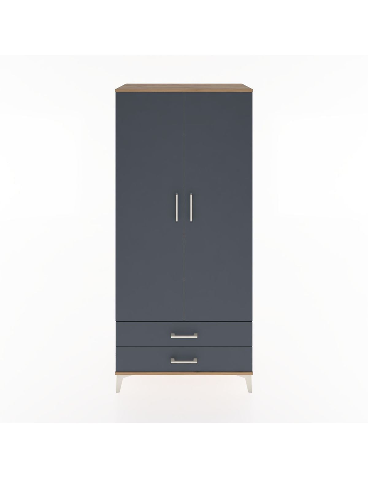 Hyperion Dolap 3 Raflı 2 Çekmeceli Tek Askılı 88x44x195 Çam-Antrasit