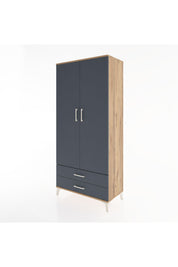 Hyperion Dolap 3 Raflı 2 Çekmeceli Tek Askılı 88x44x195 Çam-Antrasit