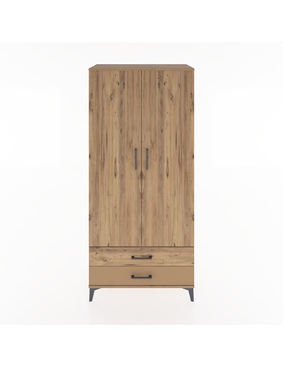 Hyperion Dolap 3 Raflı 2 Çekmeceli Tek Askılı 88x44x195 Çam-Çam