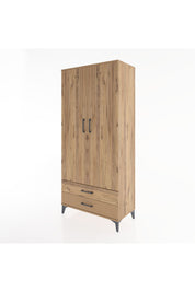 Hyperion Dolap 3 Raflı 2 Çekmeceli Tek Askılı 88x44x195 Çam-Çam