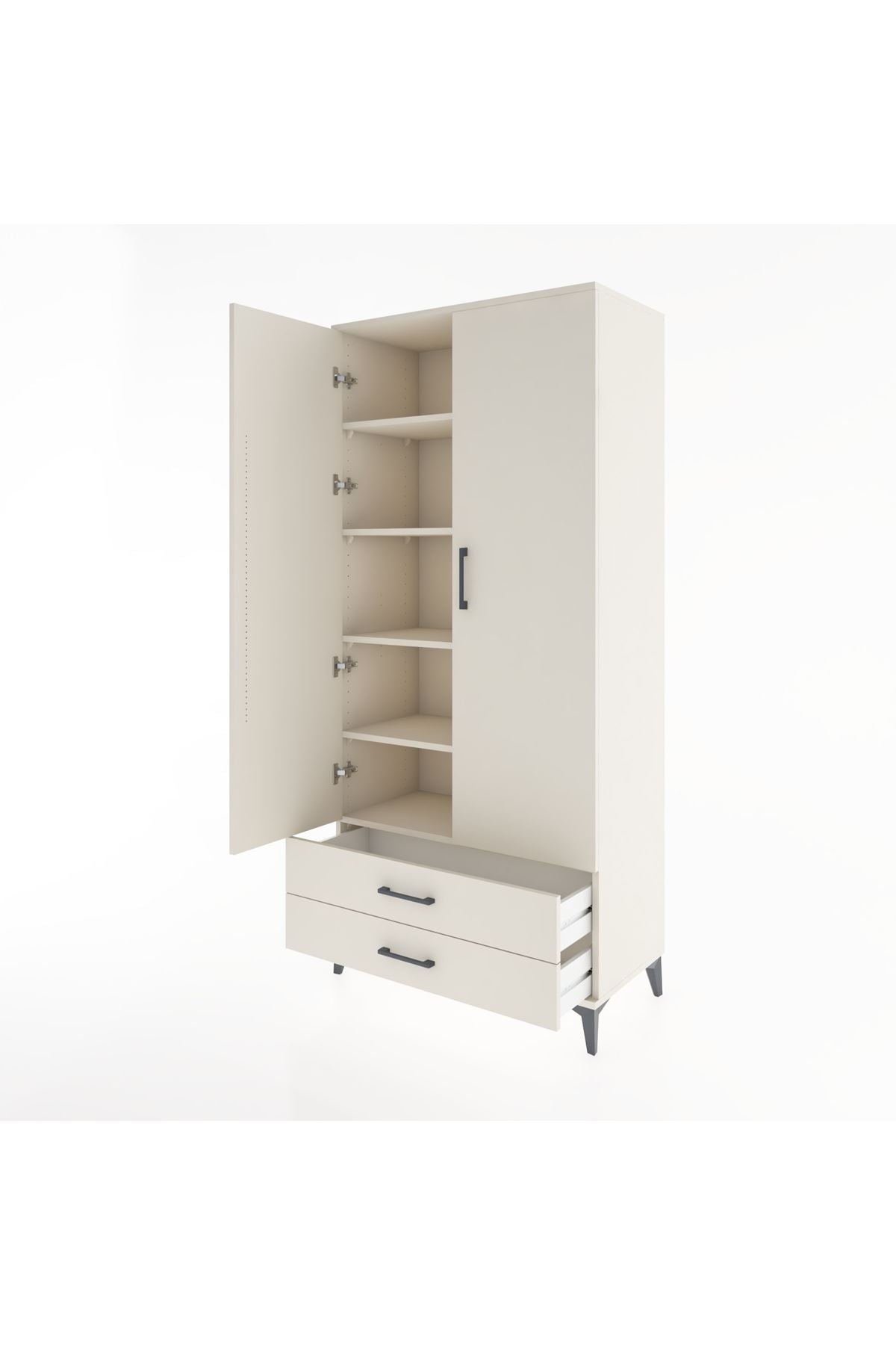 Hyperion Dolap 5 Raflı 2 Çekmeceli 2 Kapaklı 88x44x195 Aytaşı-Aytaşı