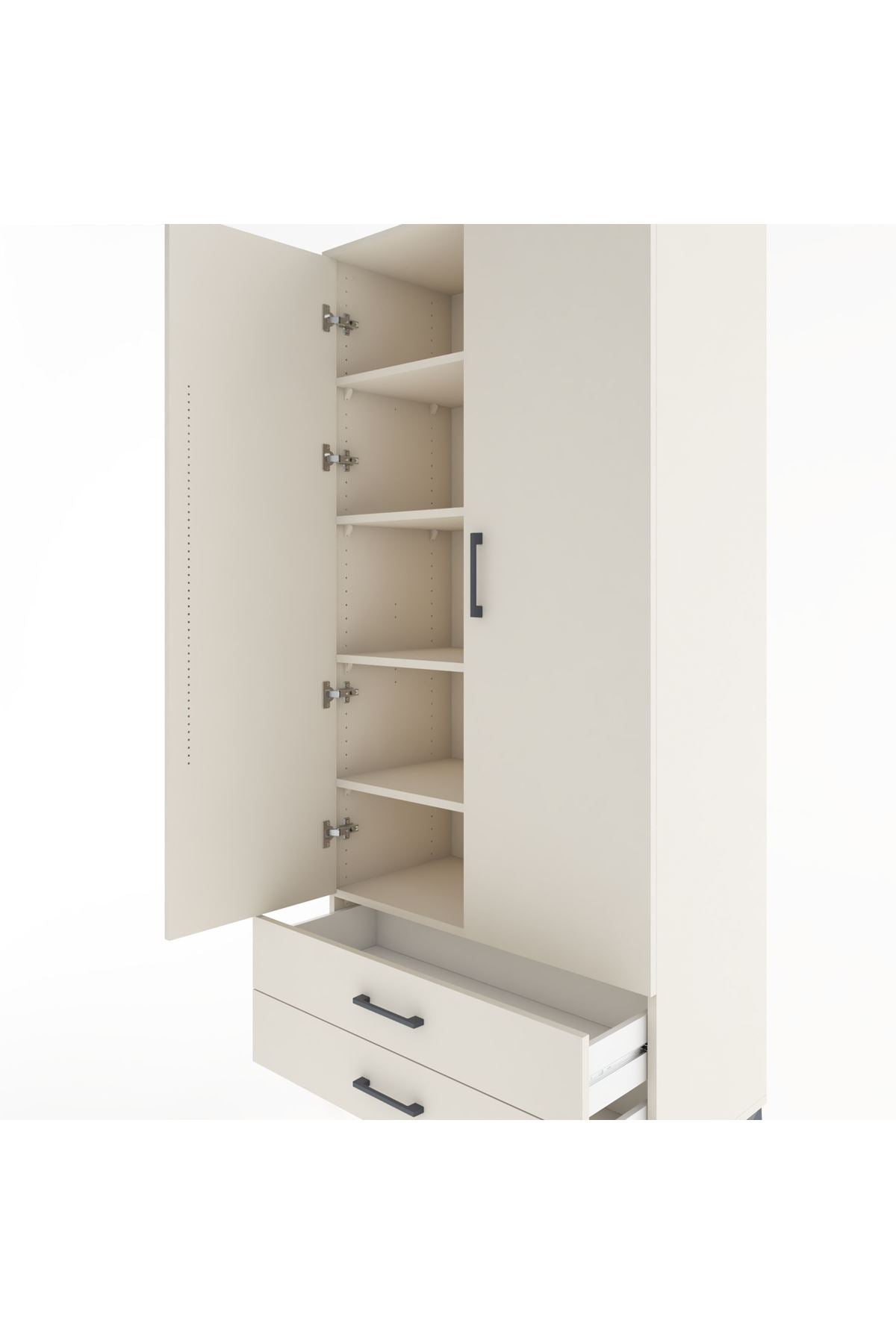 Hyperion Dolap 5 Raflı 2 Çekmeceli 2 Kapaklı 88x44x195 Aytaşı-Aytaşı