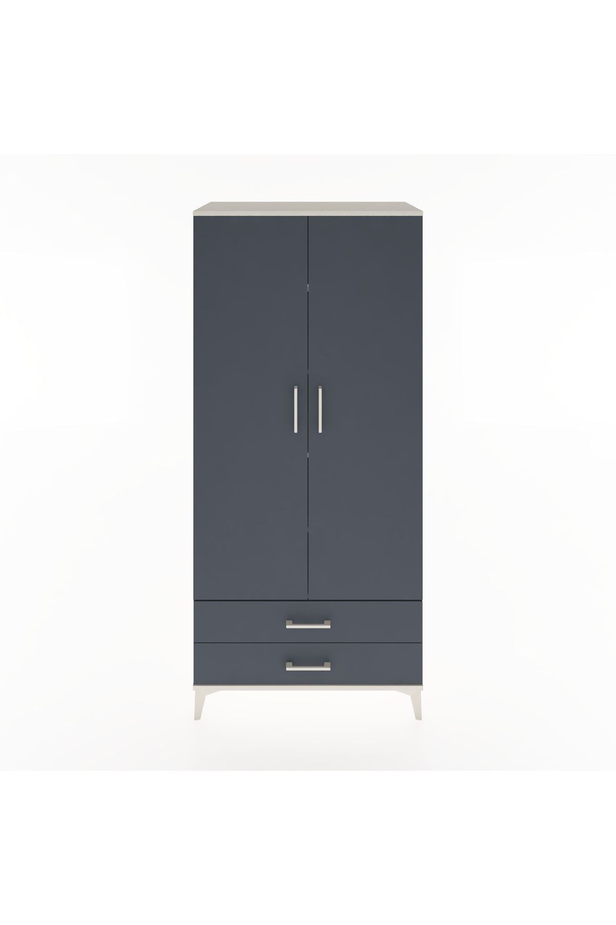 Hyperion Dolap 5 Raflı 2 Çekmeceli 2 Kapaklı 88x44x195 Aytaşı-Antrasit