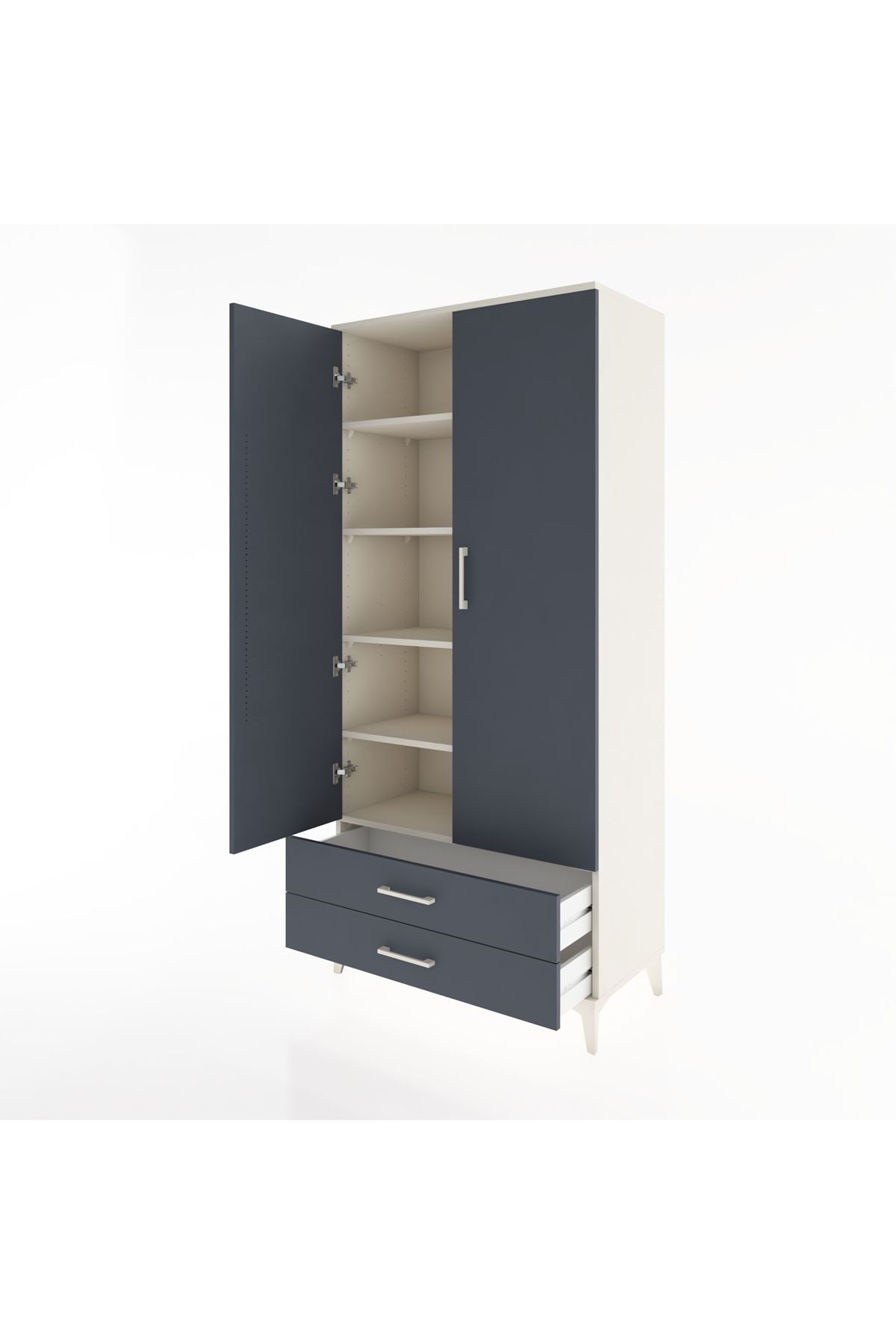 Hyperion Dolap 5 Raflı 2 Çekmeceli 2 Kapaklı 88x44x195 Aytaşı-Antrasit