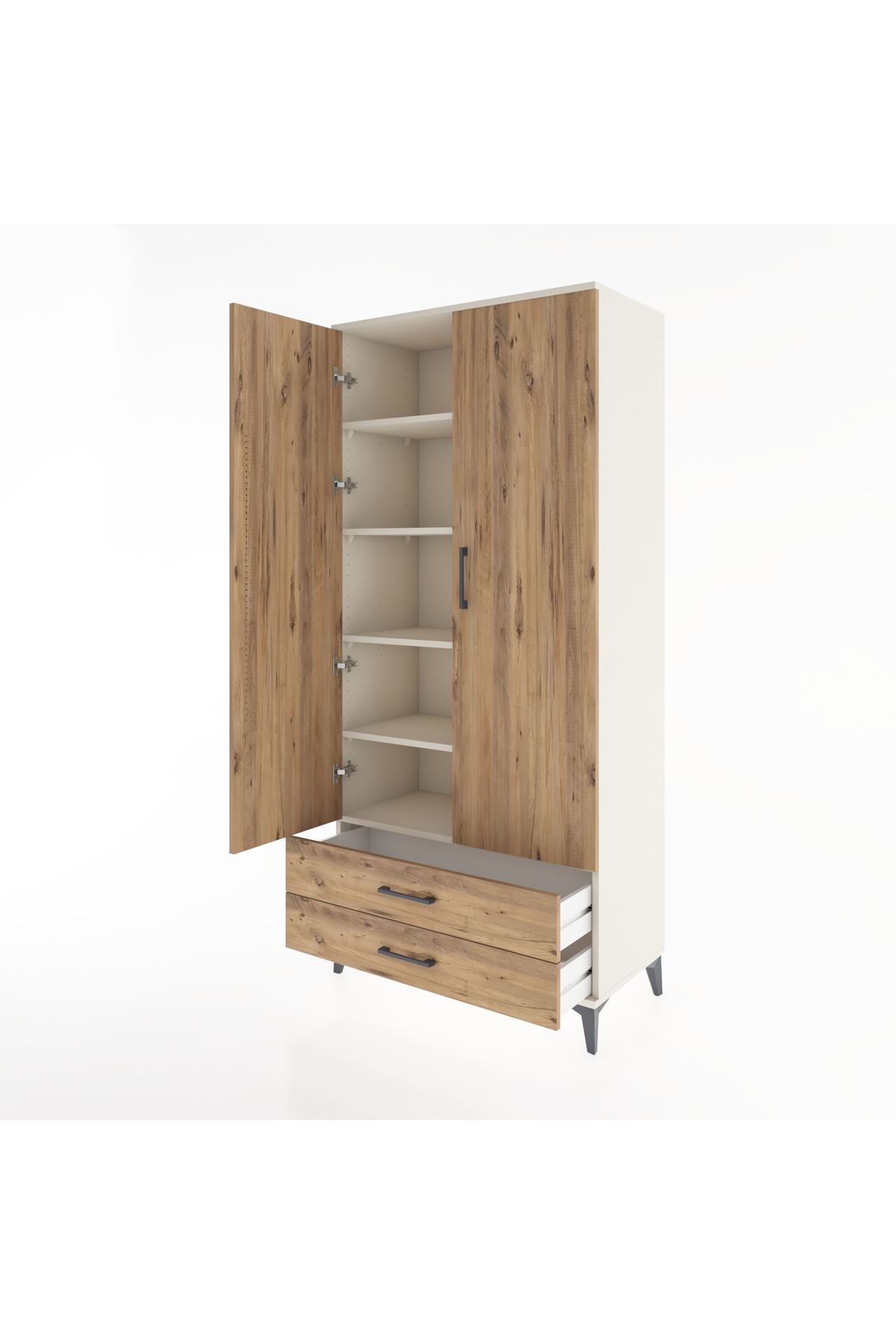 Hyperion Dolap 5 Raflı 2 Çekmeceli 2 Kapaklı 88x44x195 Aytaşı-Çam