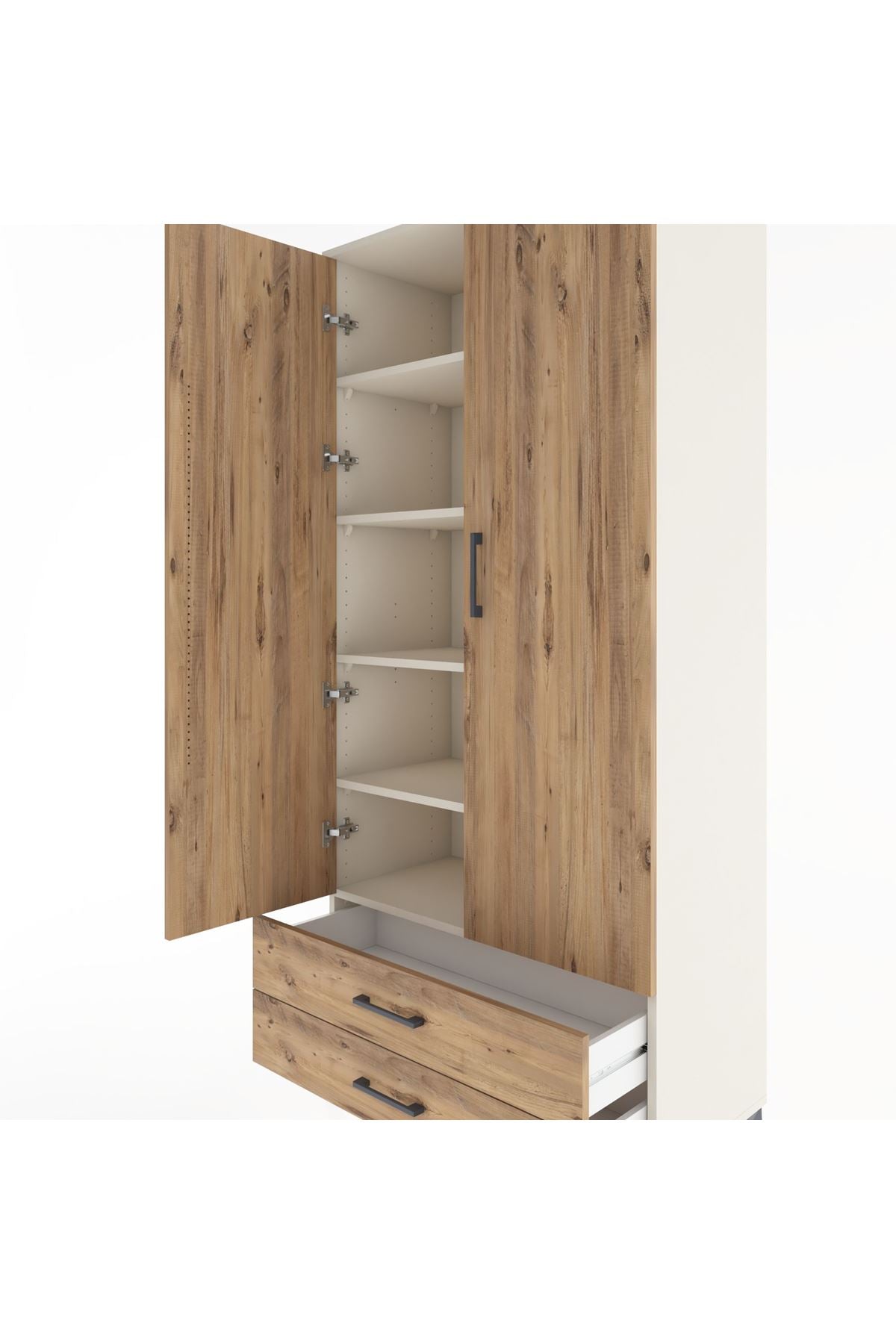 Hyperion Dolap 5 Raflı 2 Çekmeceli 2 Kapaklı 88x44x195 Aytaşı-Çam