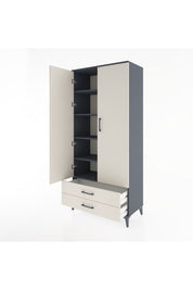 Hyperion Dolap 5 Raflı 2 Çekmeceli 2 Kapaklı 88x44x195 Antrasit-Aytaşı