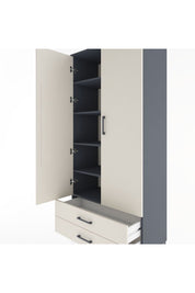 Hyperion Dolap 5 Raflı 2 Çekmeceli 2 Kapaklı 88x44x195 Antrasit-Aytaşı