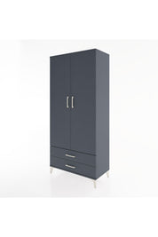 Hyperion Dolap 5 Raflı 2 Çekmeceli 2 Kapaklı 88x44x195 Antrasit-Antrasit