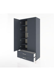 Hyperion Dolap 5 Raflı 2 Çekmeceli 2 Kapaklı 88x44x195 Antrasit-Antrasit