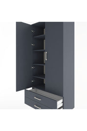 Hyperion Dolap 5 Raflı 2 Çekmeceli 2 Kapaklı 88x44x195 Antrasit-Antrasit