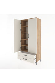 Hyperion Dolap 5 Raflı 2 Çekmeceli 2 Kapaklı 88x44x195 Çam-Aytaşı