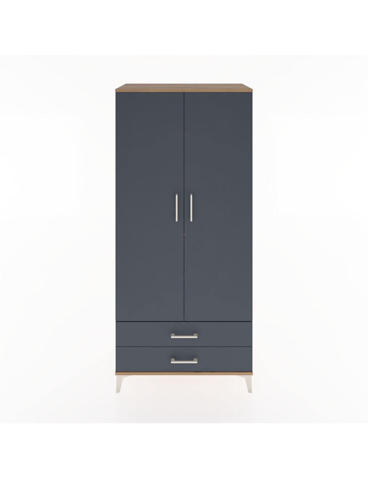 Hyperion Dolap 5 Raflı 2 Çekmeceli 2 Kapaklı 88x44x195 Çam-Antrasit