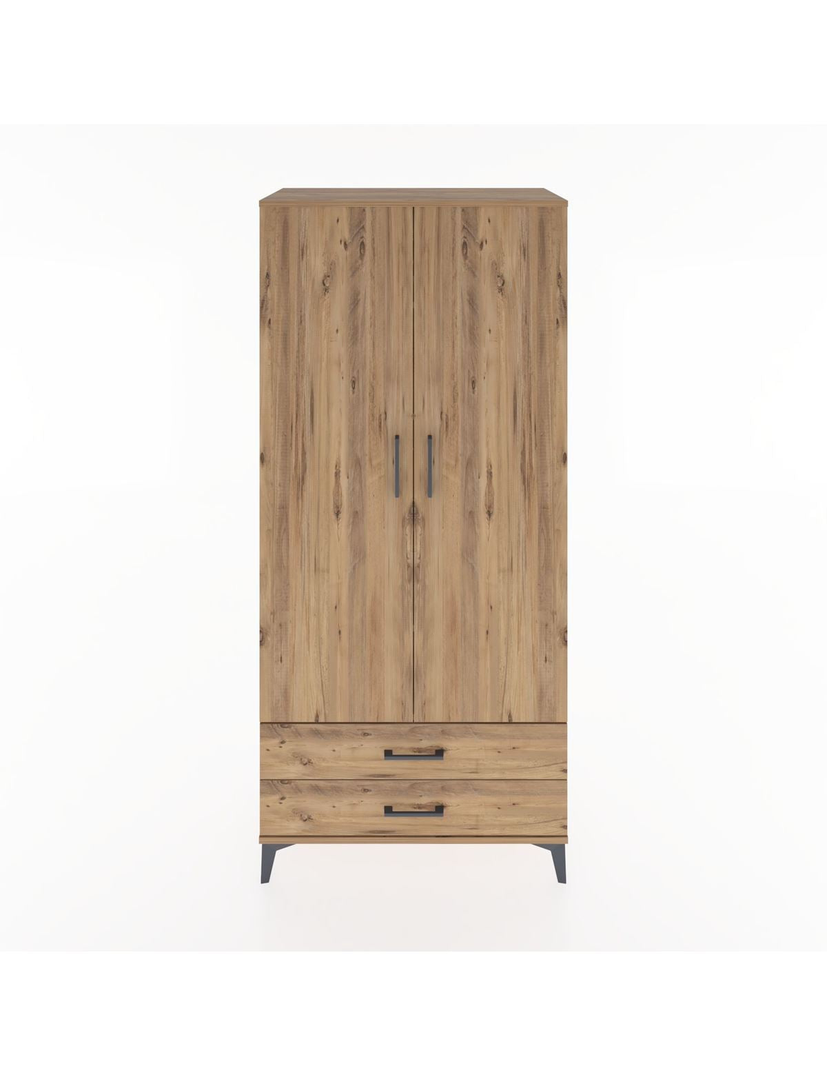 Hyperion Dolap 5 Raflı 2 Çekmeceli 2 Kapaklı 88x44x195 Çam-Çam