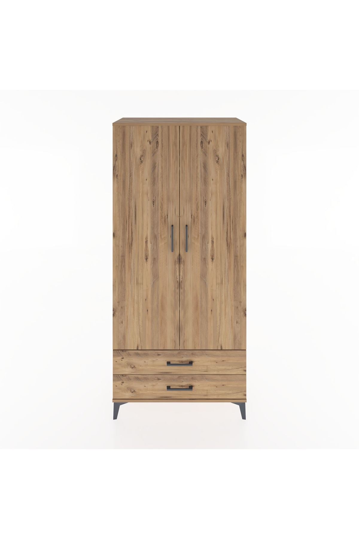 Hyperion Dolap 5 Raflı 2 Çekmeceli 2 Kapaklı 88x44x195 Çam-Çam