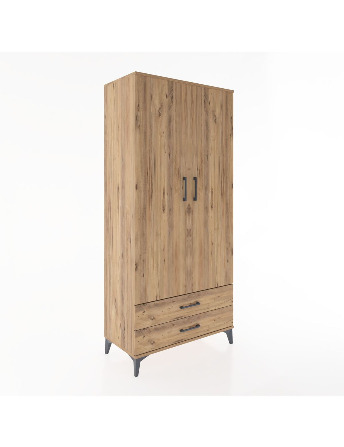 Hyperion Dolap 5 Raflı 2 Çekmeceli 2 Kapaklı 88x44x195 Çam-Çam