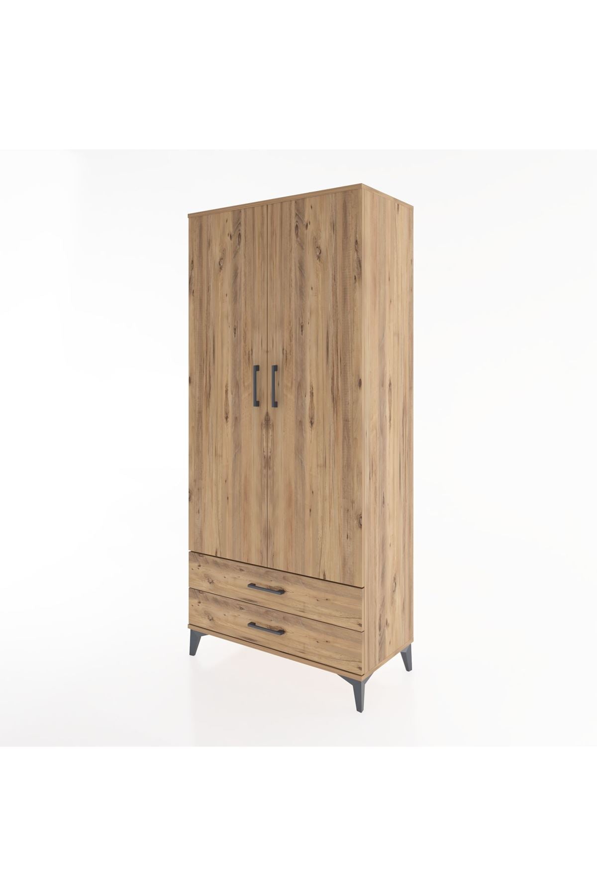 Hyperion Dolap 5 Raflı 2 Çekmeceli 2 Kapaklı 88x44x195 Çam-Çam