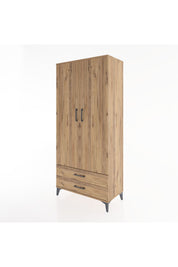 Hyperion Dolap 5 Raflı 2 Çekmeceli 2 Kapaklı 88x44x195 Çam-Çam