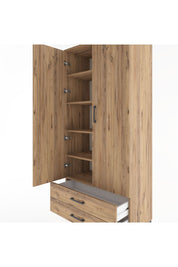 Hyperion Dolap 5 Raflı 2 Çekmeceli 2 Kapaklı 88x44x195 Çam-Çam