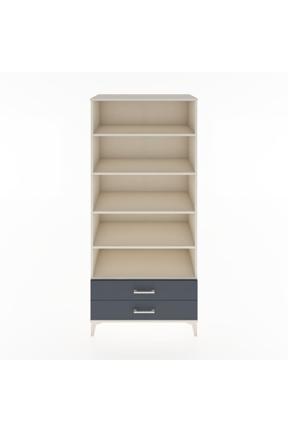 Hyperion Dolap 5 Raflı 2 Çekmeceli 88x44x195 Aytaşı-Antrasit