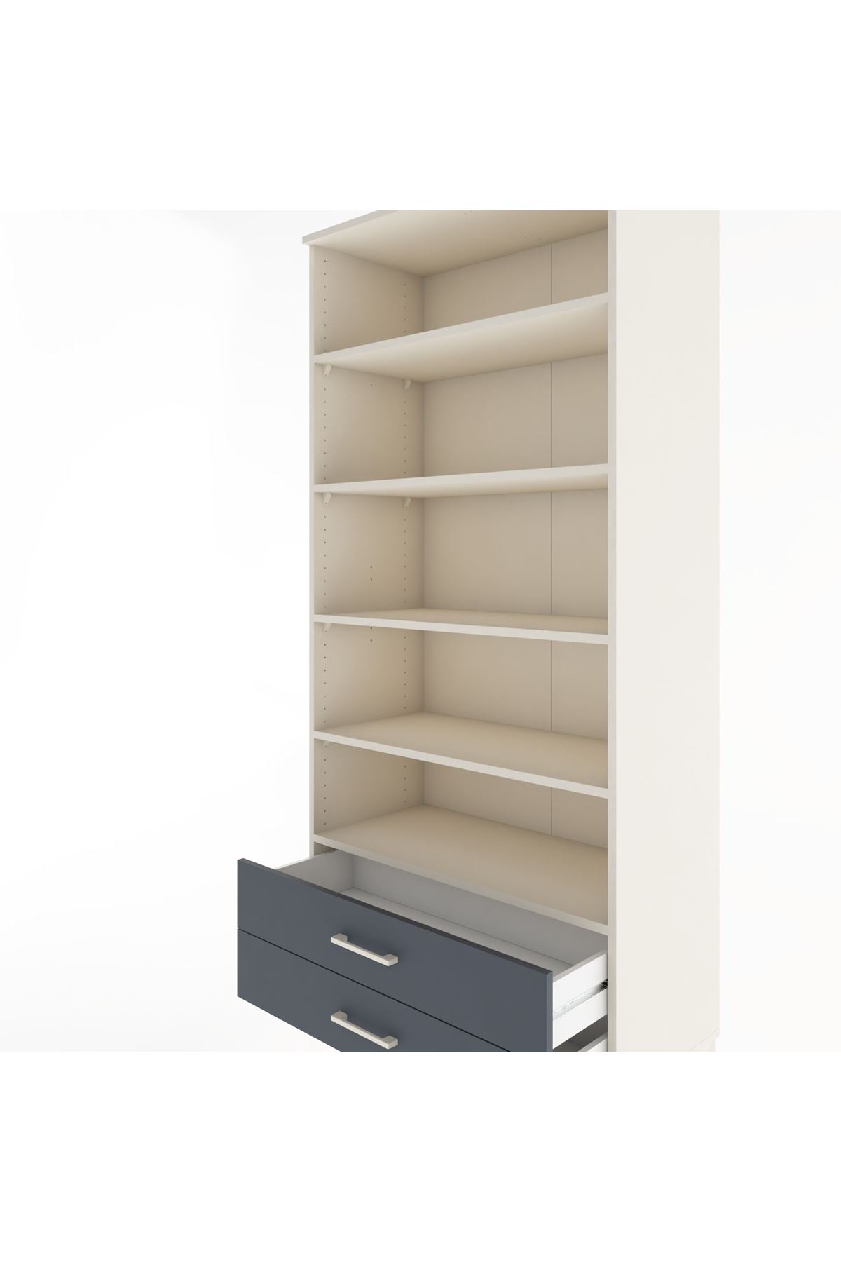 Hyperion Dolap 5 Raflı 2 Çekmeceli 88x44x195 Aytaşı-Antrasit