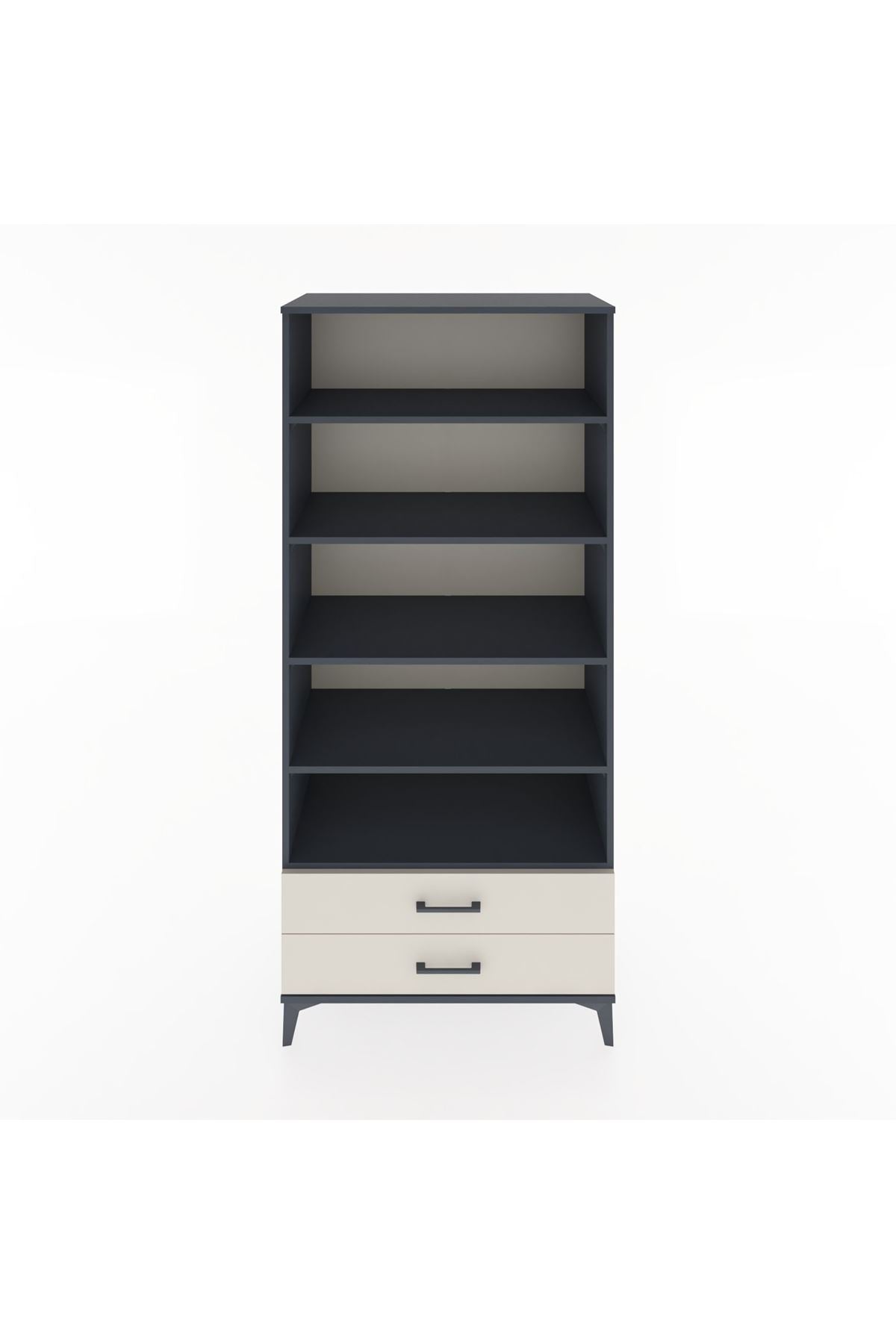 Hyperion Dolap 5 Raflı 2 Çekmeceli 88x44x195 Antrasit-Aytaşı