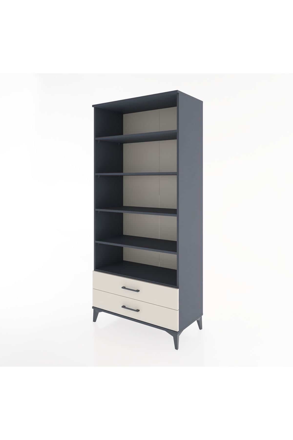 Hyperion Dolap 5 Raflı 2 Çekmeceli 88x44x195 Antrasit-Aytaşı