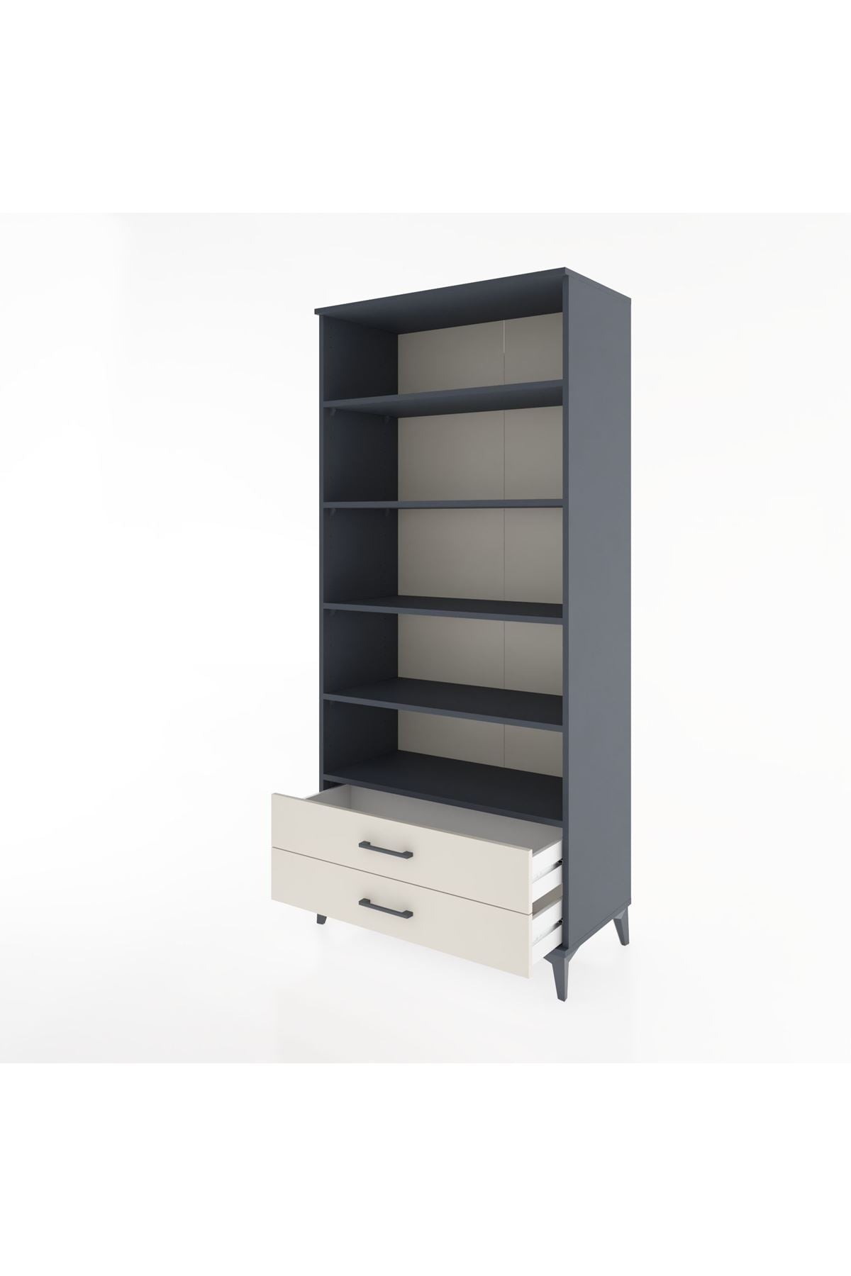 Hyperion Dolap 5 Raflı 2 Çekmeceli 88x44x195 Antrasit-Aytaşı