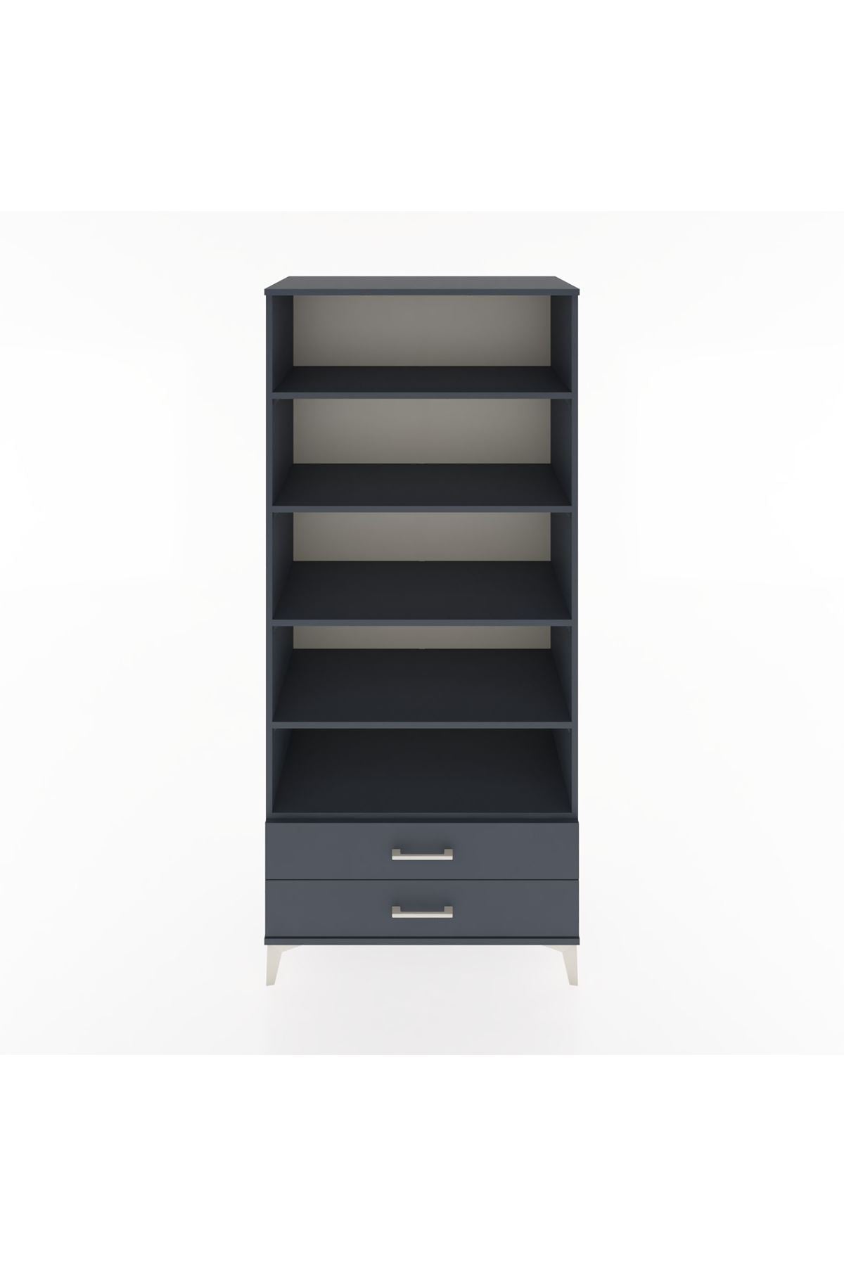 Hyperion Dolap 5 Raflı 2 Çekmeceli 88x44x195 Antrasit-Antrasit