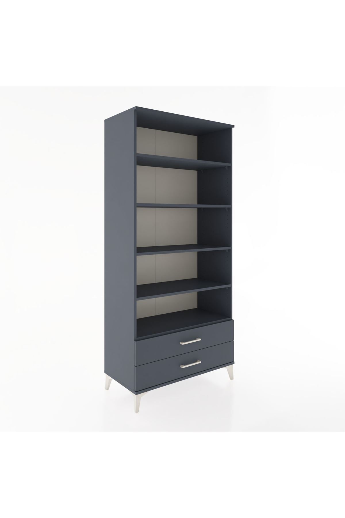 Hyperion Dolap 5 Raflı 2 Çekmeceli 88x44x195 Antrasit-Antrasit