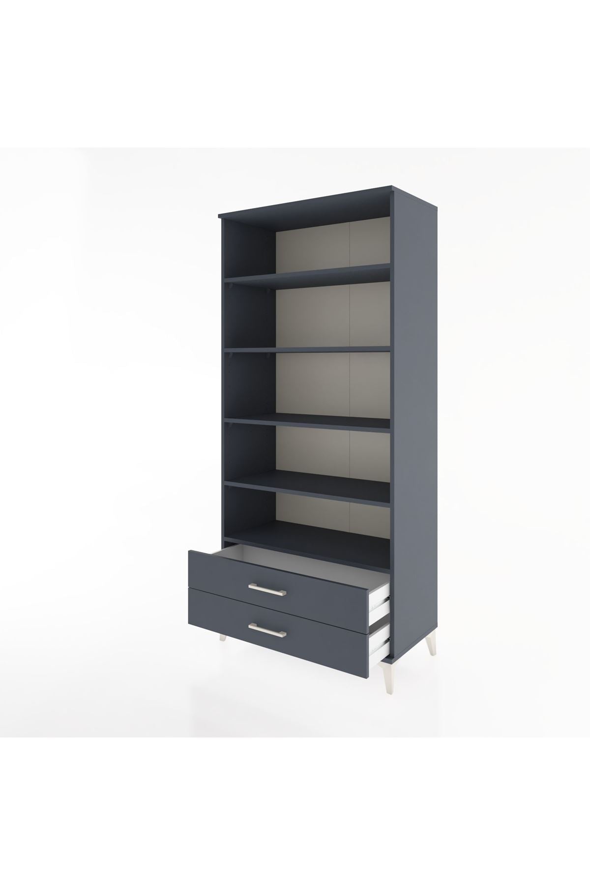Hyperion Dolap 5 Raflı 2 Çekmeceli 88x44x195 Antrasit-Antrasit