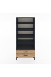 Hyperion Dolap 5 Raflı 2 Çekmeceli 88x44x195 Antrasit-Çam
