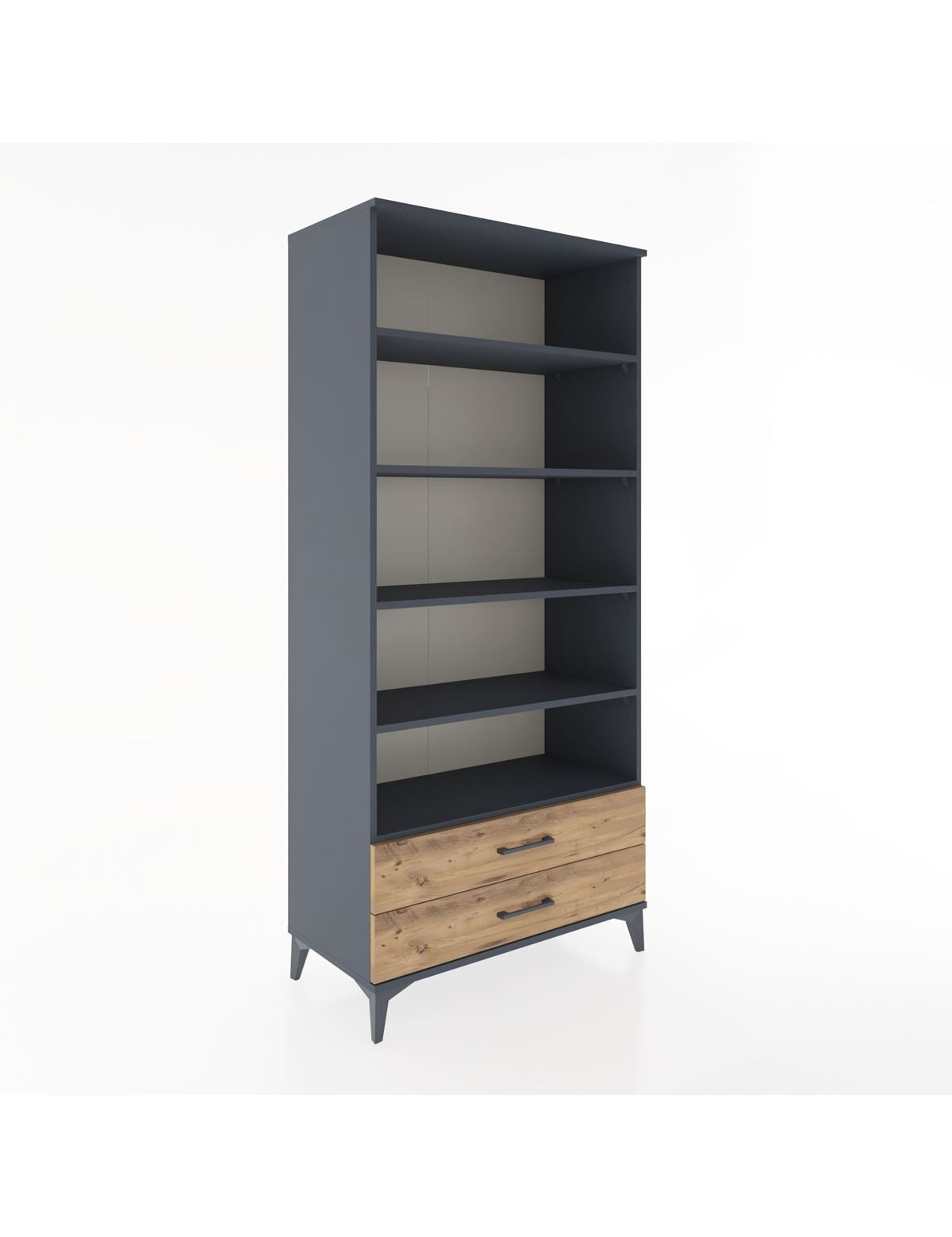 Hyperion Dolap 5 Raflı 2 Çekmeceli 88x44x195 Antrasit-Çam