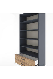 Hyperion Dolap 5 Raflı 2 Çekmeceli 88x44x195 Antrasit-Çam