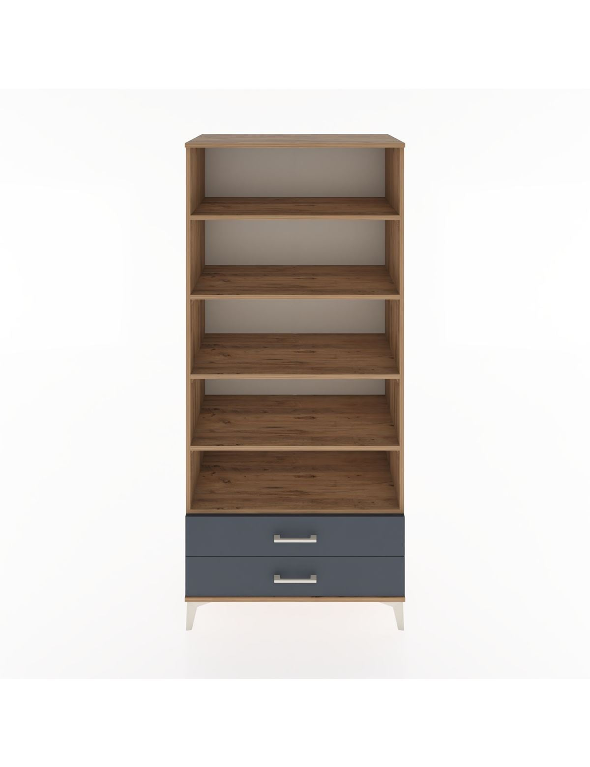 Hyperion Dolap 5 Raflı 2 Çekmeceli 88x44x195 Çam-Antrasit