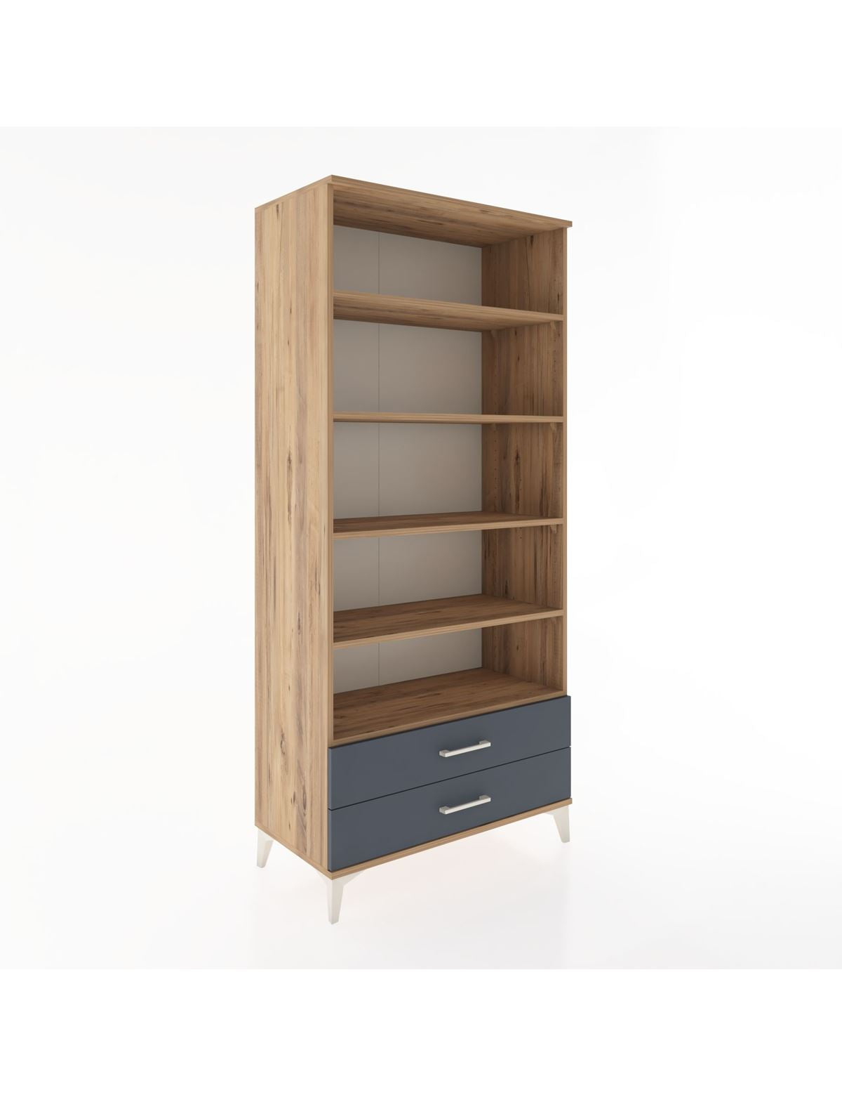 Hyperion Dolap 5 Raflı 2 Çekmeceli 88x44x195 Çam-Antrasit