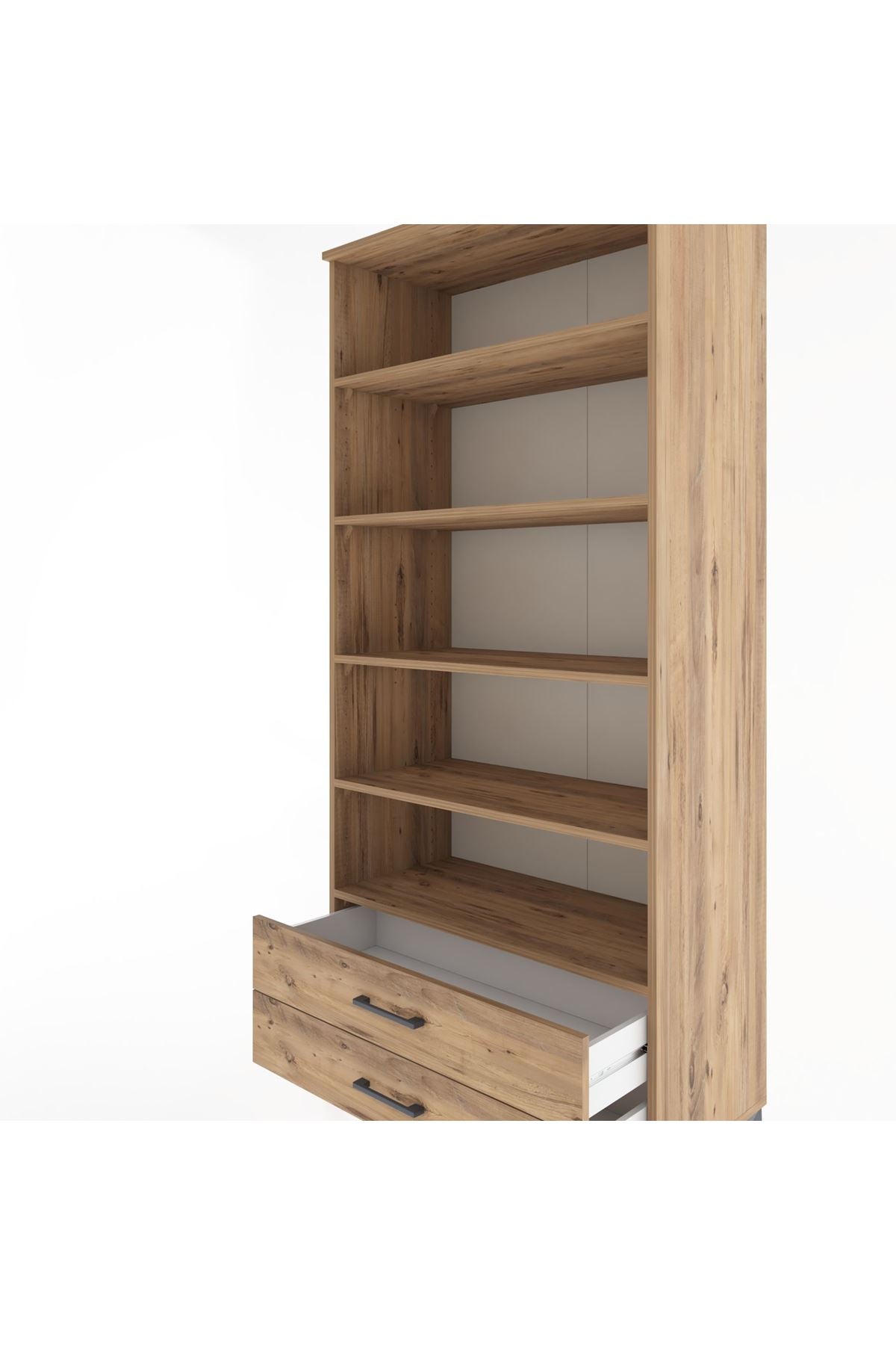 Hyperion Dolap 5 Raflı 2 Çekmeceli 88x44x195 Çam-Çam