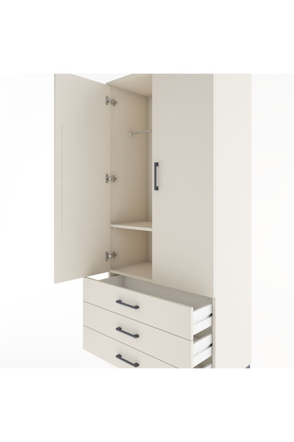 Hyperion Dolap 2 Raflı 3 Çekmeceli Tek Askılı 88x44x195 Aytaşı-Aytaşı